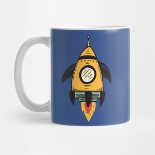 Yellow Rocket Ship Mug